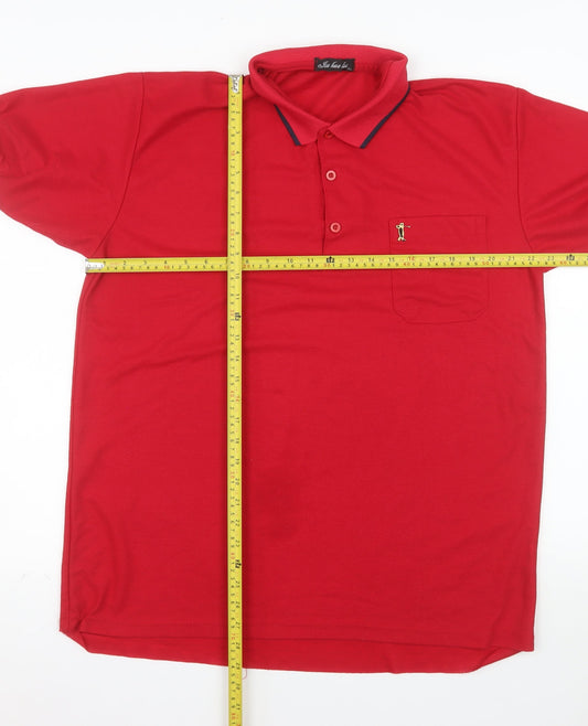 Jinhaolai Men’s Red 4XL Cotton Blend Golf Polo Shirt