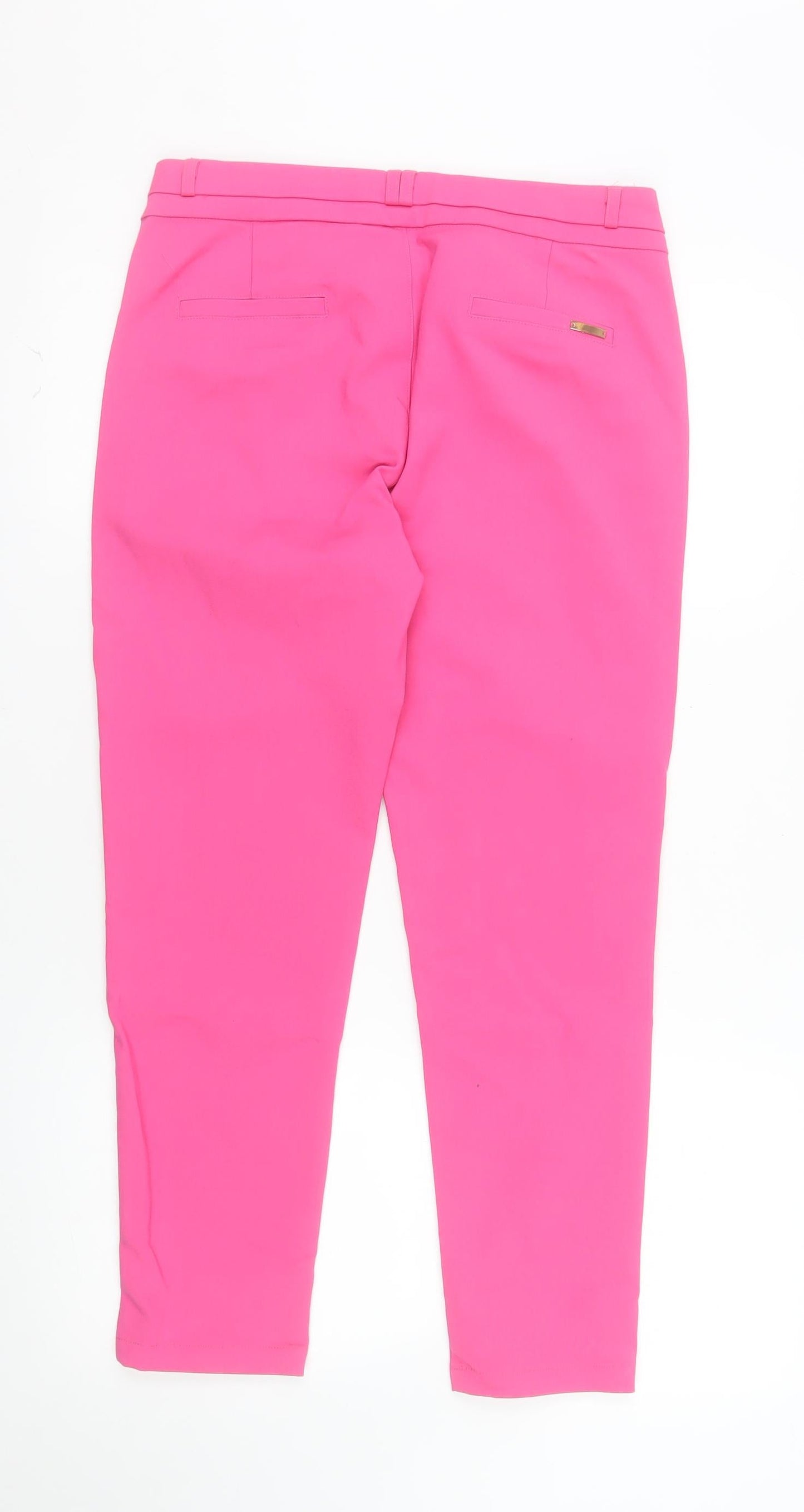 Amber Women Pink Cropped Chino Trousers Size S Cotton Blend