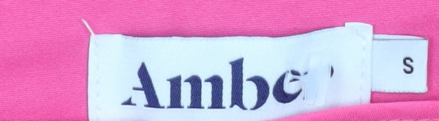 Amber Women Pink Cropped Chino Trousers Size S Cotton Blend