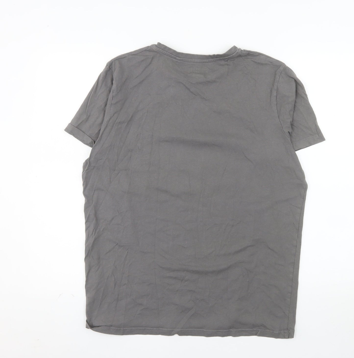 Fluid Mens Grey Good Vibes Skull Graphic Cotton T-Shirt XL