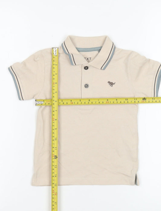 Next Beige Cotton Polo Shirt Unisex Baby 18–24 Months Short Sleeve