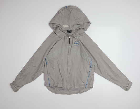Umbro Boys Grey Hooded Windbreaker Jacket 9-10 Years Lightweight Sportswear