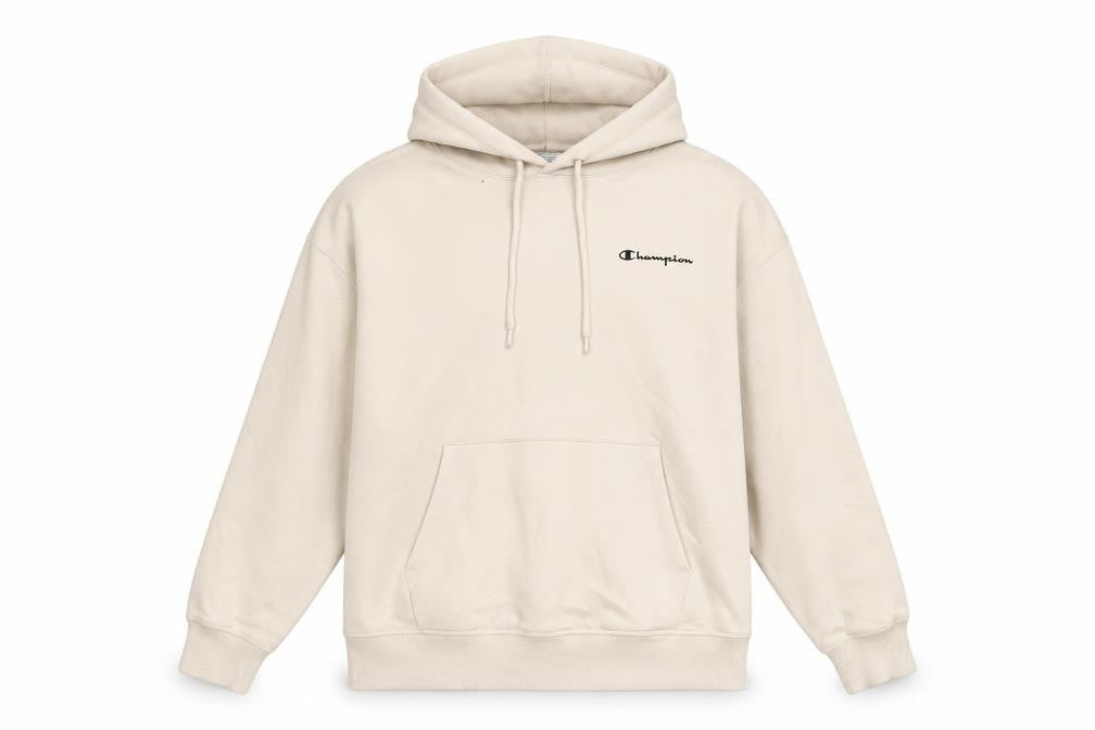 Champion Men's Beige Pullover Hoodie Large Cotton Fleece