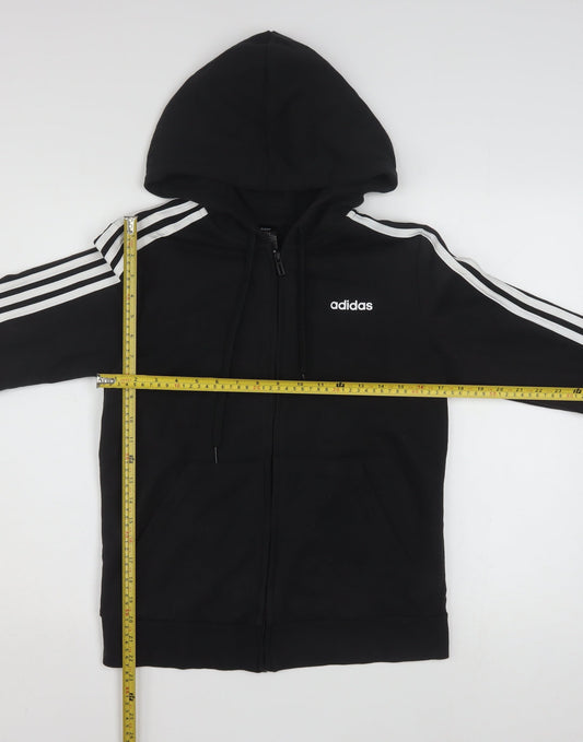 Adidas Women's Black Full Zip Hoodie Size M 12-14 Cotton Blend