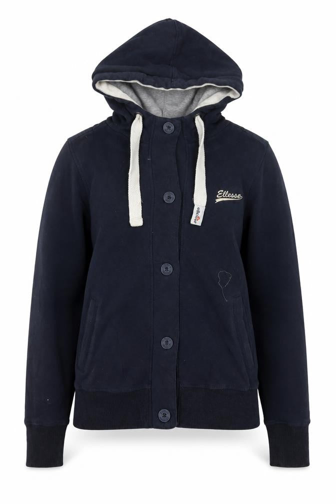 Ellesse Women’s Navy Blue Button Hoodie Size 12 Cotton Blend