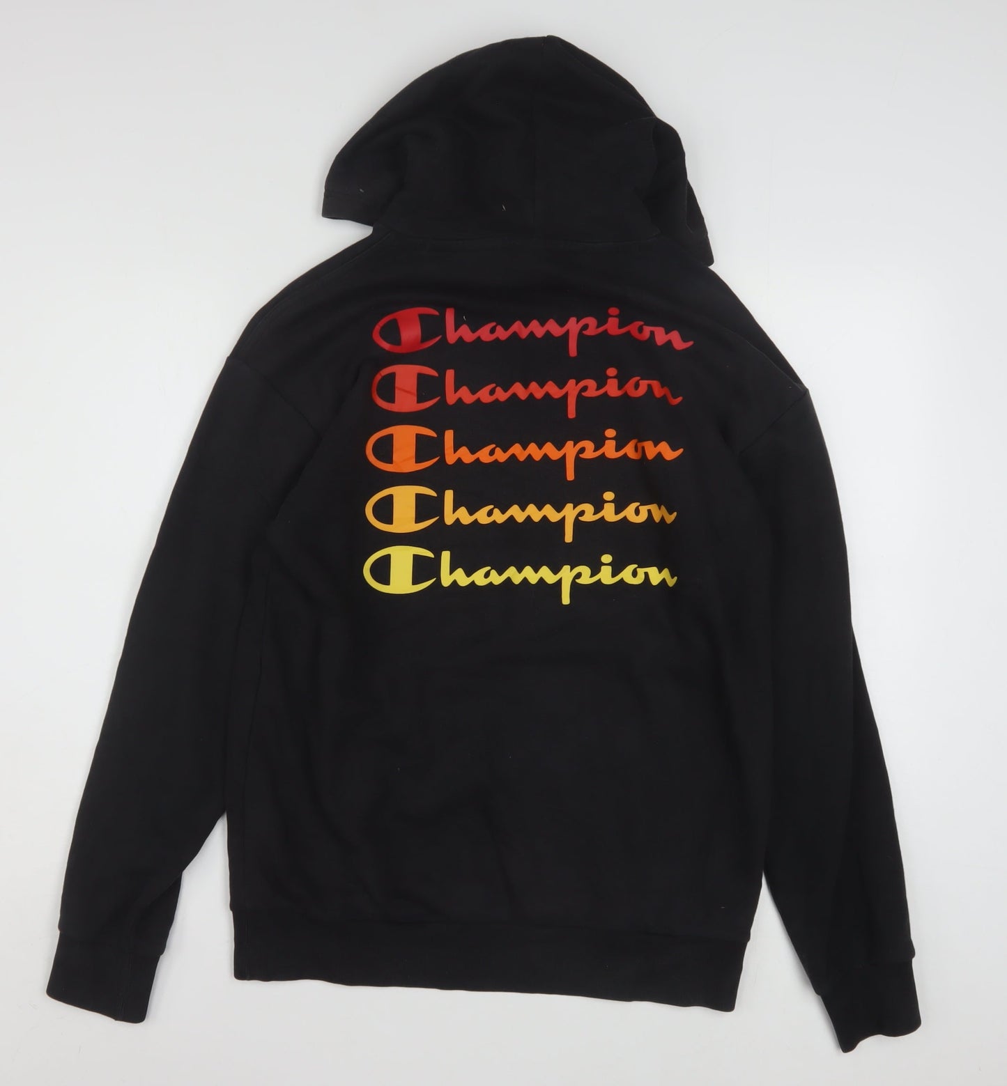 Champion Men’s Black Pullover Hoodie Small Retro Logo Fleece Sweatshirt