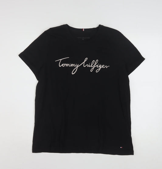 Tommy Hilfiger Women's Black 2XL Cotton Basic T-Shirt