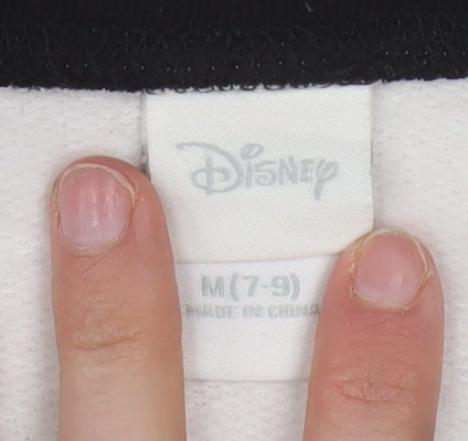 Brand and care label for Disney girls’ black & white mickey & minnie sweatshirt m (7-9) cotton blend