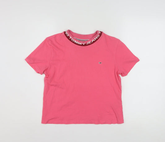 Tommy Jeans Womens Pink Cotton Crew Neck T-Shirt Size M