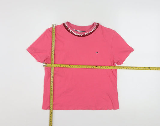 Tommy Jeans Womens Pink Cotton Crew Neck T-Shirt Size M