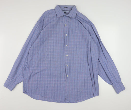 Tommy Hilfiger Men's Blue Check Cotton Button-Up Shirt XL Regular Fit