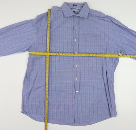 Tommy Hilfiger Men's Blue Check Cotton Button-Up Shirt XL Regular Fit