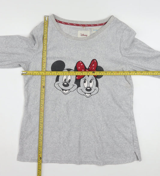 Disney Womens Grey Mickey & Minnie Long Sleeve Pyjama Top M