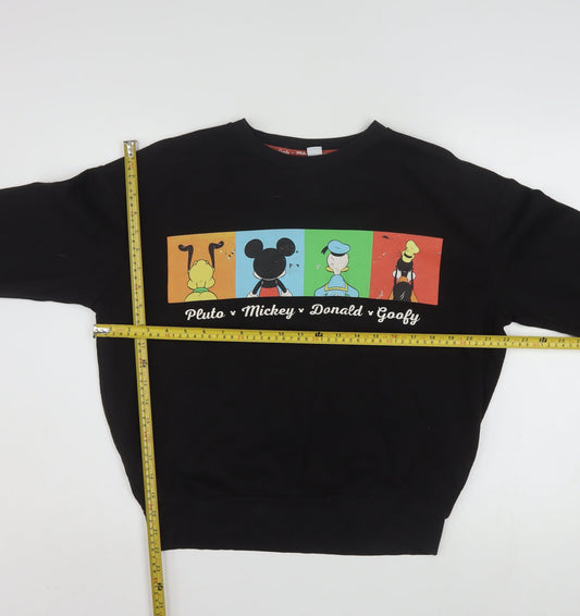 Disney Women's Black Small Mickey Pluto Donald Goofy Sweatshirt