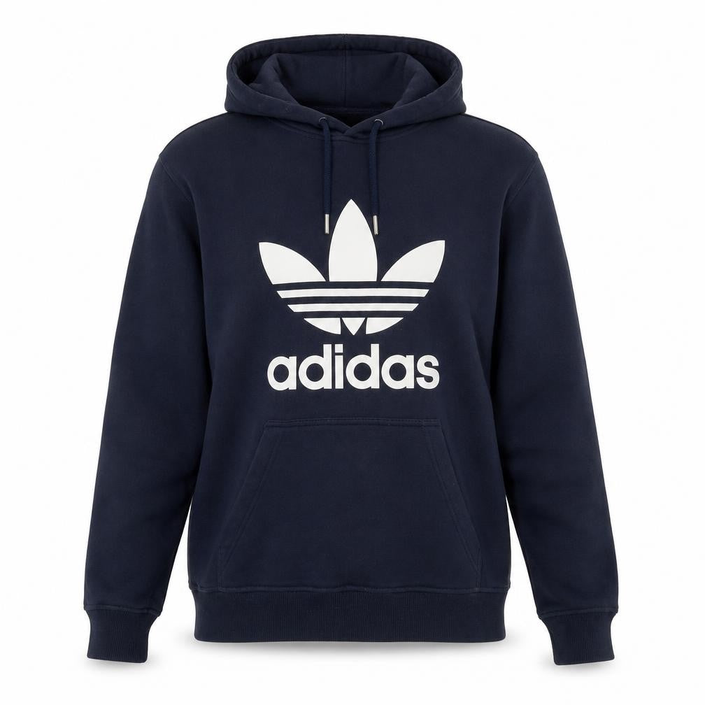 Adidas Men's Blue Pullover Hoodie Small Logo Fleece Sweatshirt