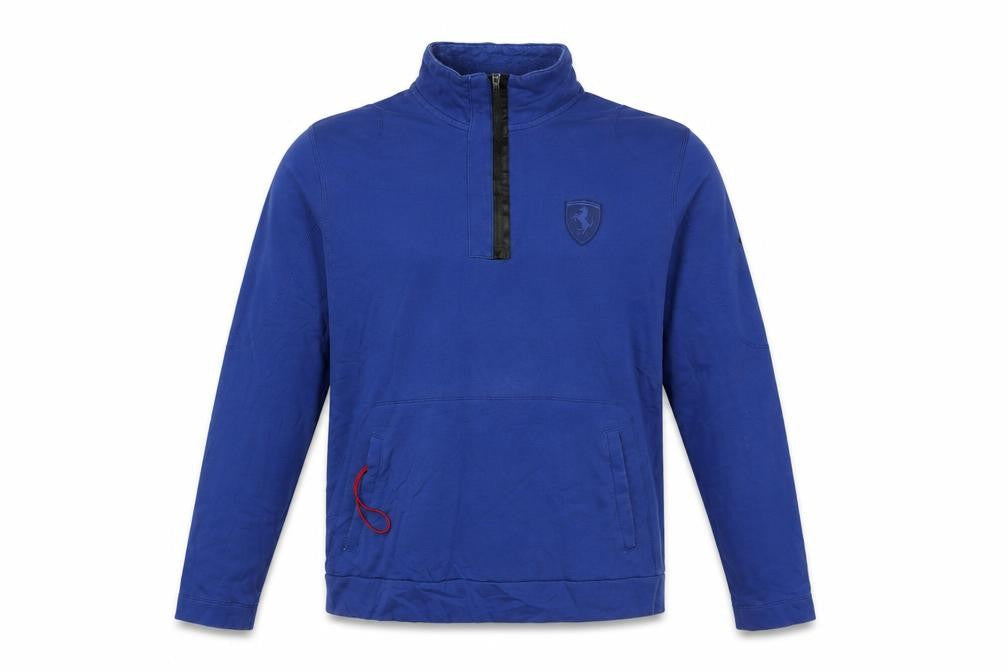 Puma Men's Blue XL 1/4 Zip Ferrari Logo Sweatshirt Pullover