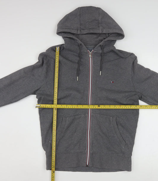 Tommy Hilfiger Men's Grey Full Zip Hoodie Small Vintage Fit Cotton Blend