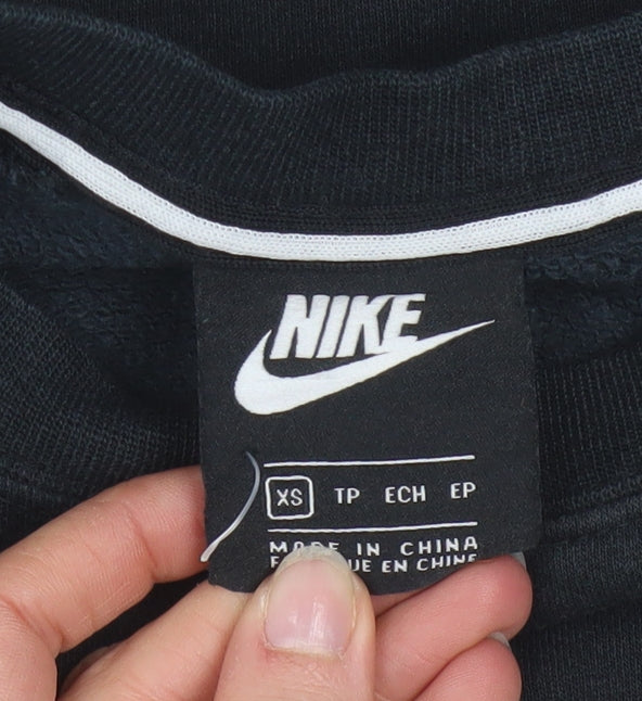 Nike Men’s Black XS Pullover Sweatshirt Graphic Logo Crew Neck