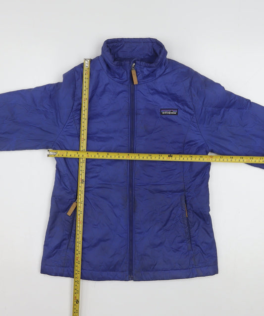 Patagonia Boys Blue Insulated Puffer Jacket Size 10 Years Full Zip Winter Coat