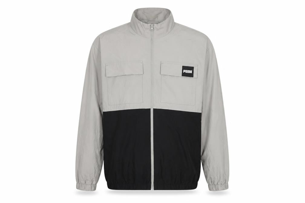 Puma Men's Grey and Black Windbreaker Jacket Size M