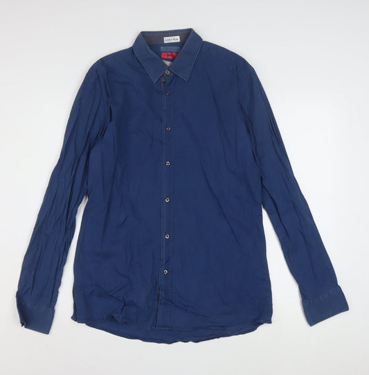 Hugo Boss Men's Blue Long Sleeve Button-Up Shirt Size M