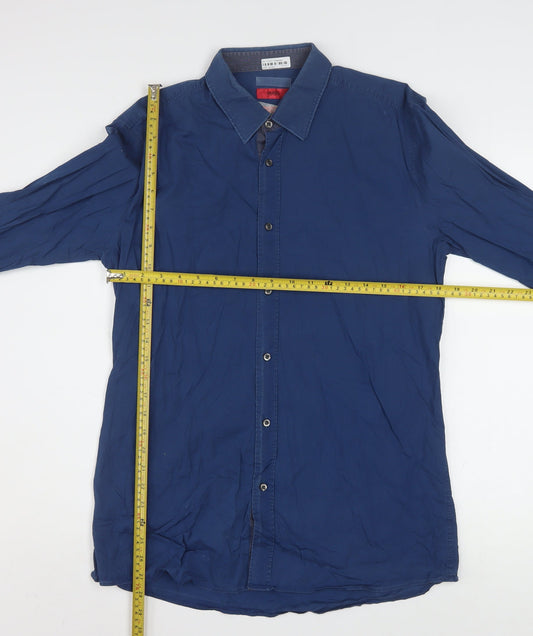 Hugo Boss Men's Blue Long Sleeve Button-Up Shirt Size M
