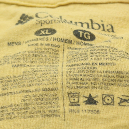 Columbia Men's Yellow Graphic Print Crew Neck Cotton T-Shirt XL