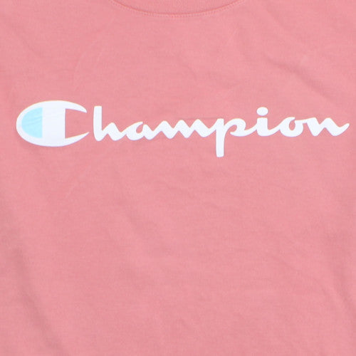 Champion Men's Pink XL Crew Neck Logo T-Shirt