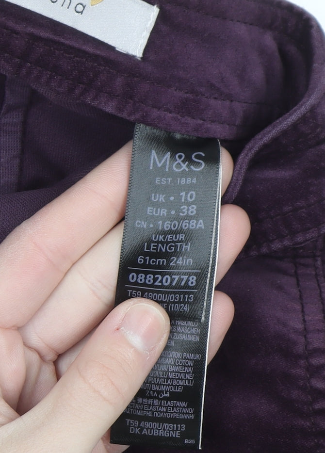 Marks and Spencer Women Purple A-Line Corduroy Skirt Size 10