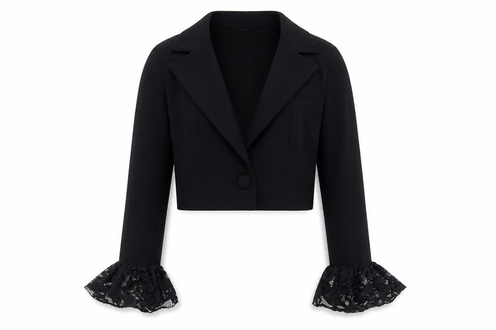 Boohoo Women's Black Lace Cuff Cropped Cardigan UK 10