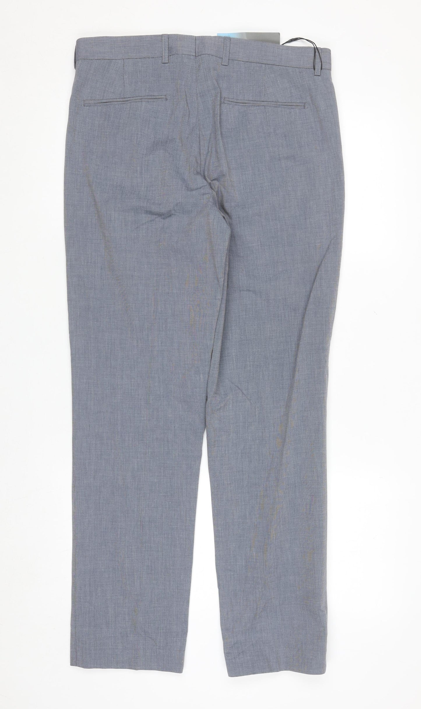 Marks and Spencer Mens Blue 32 Regular Fit Cotton Dress Pants