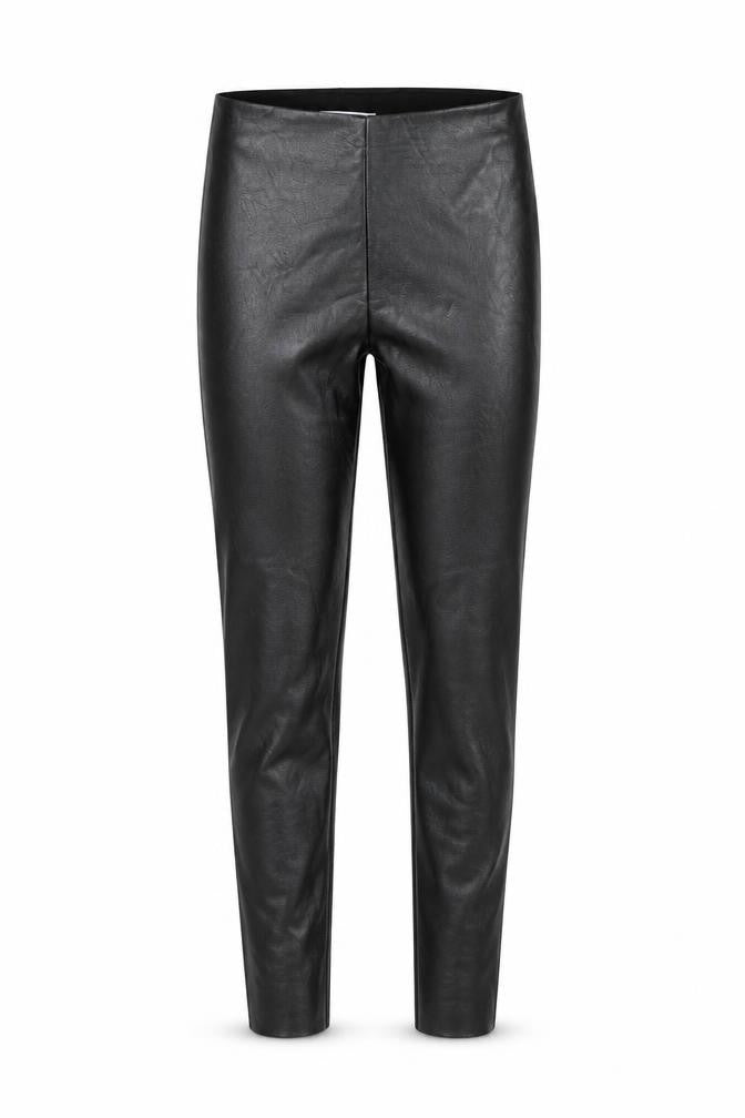 Front view of Gallery Women’s Black Faux Leather High Rise Leggings, size UK 8