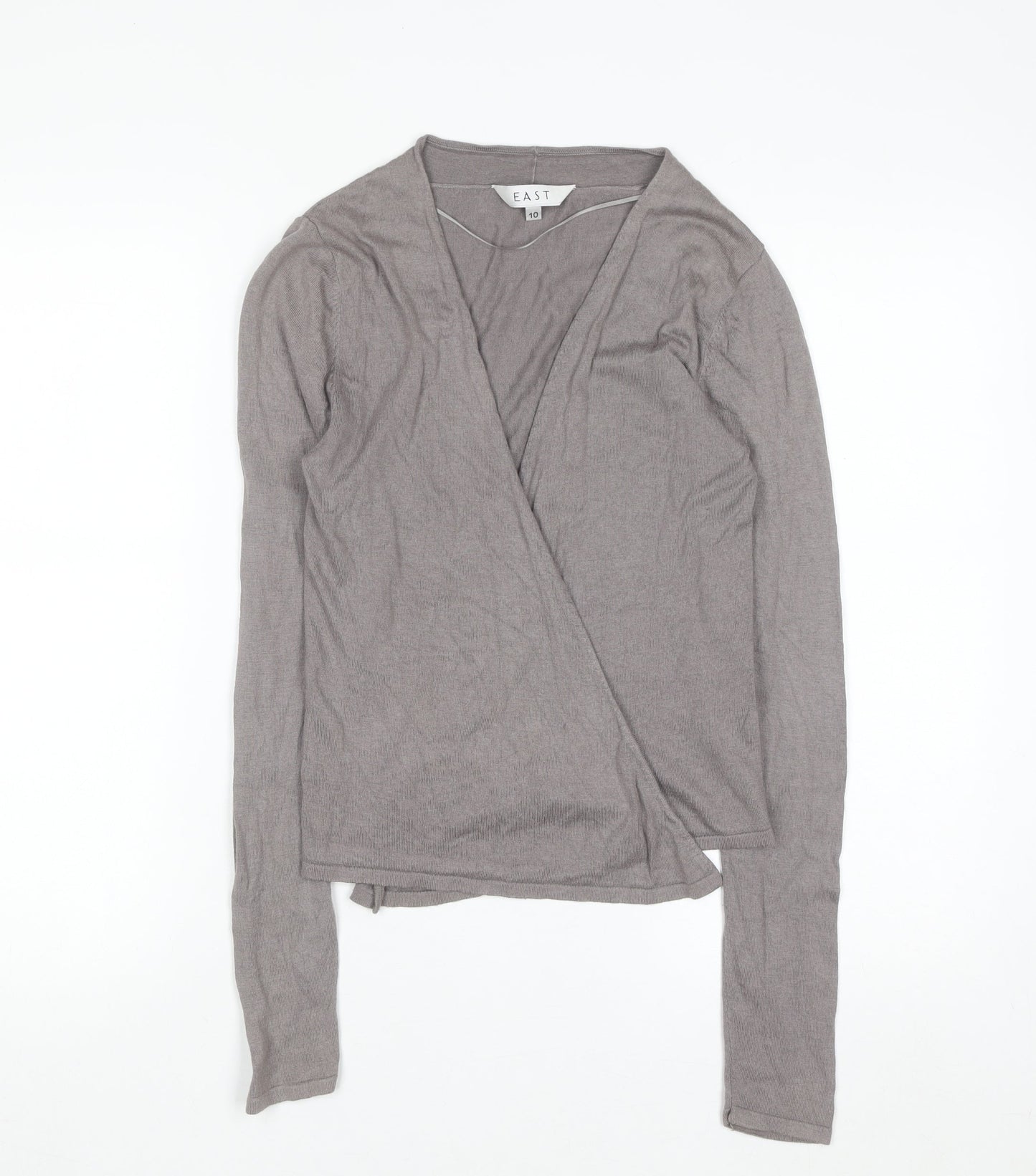 EAST Women’s Grey Wrap V-Neck Lightweight Knit Jumper Size 10