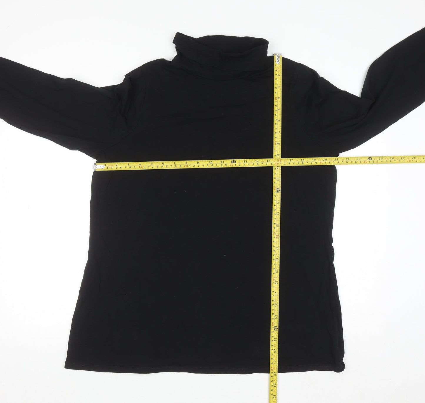 Yours Women's Black Roll Neck Long Sleeve Cotton Top Size 18