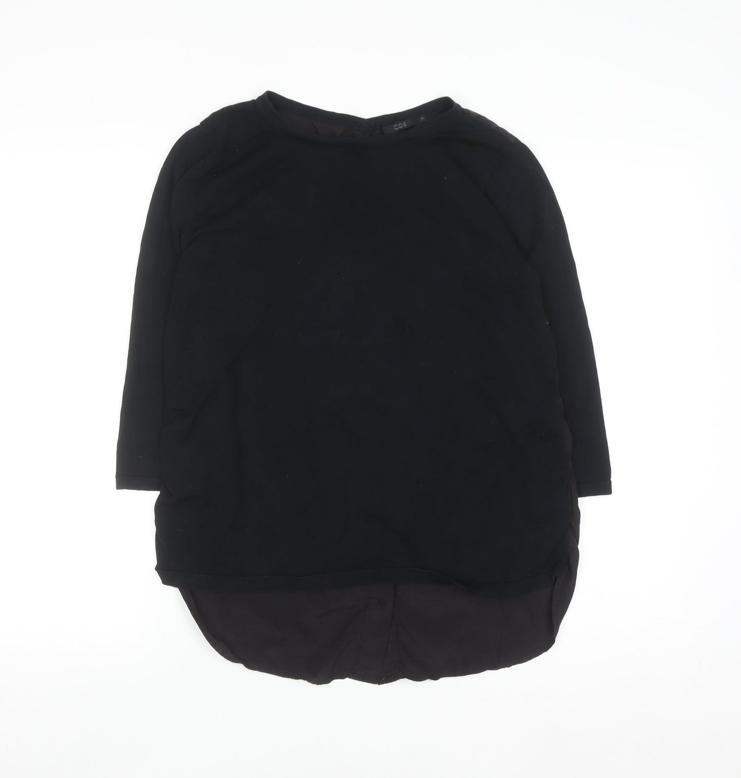 COS Women Black 3/4 Sleeve Silk Back Cotton Blouse Size S