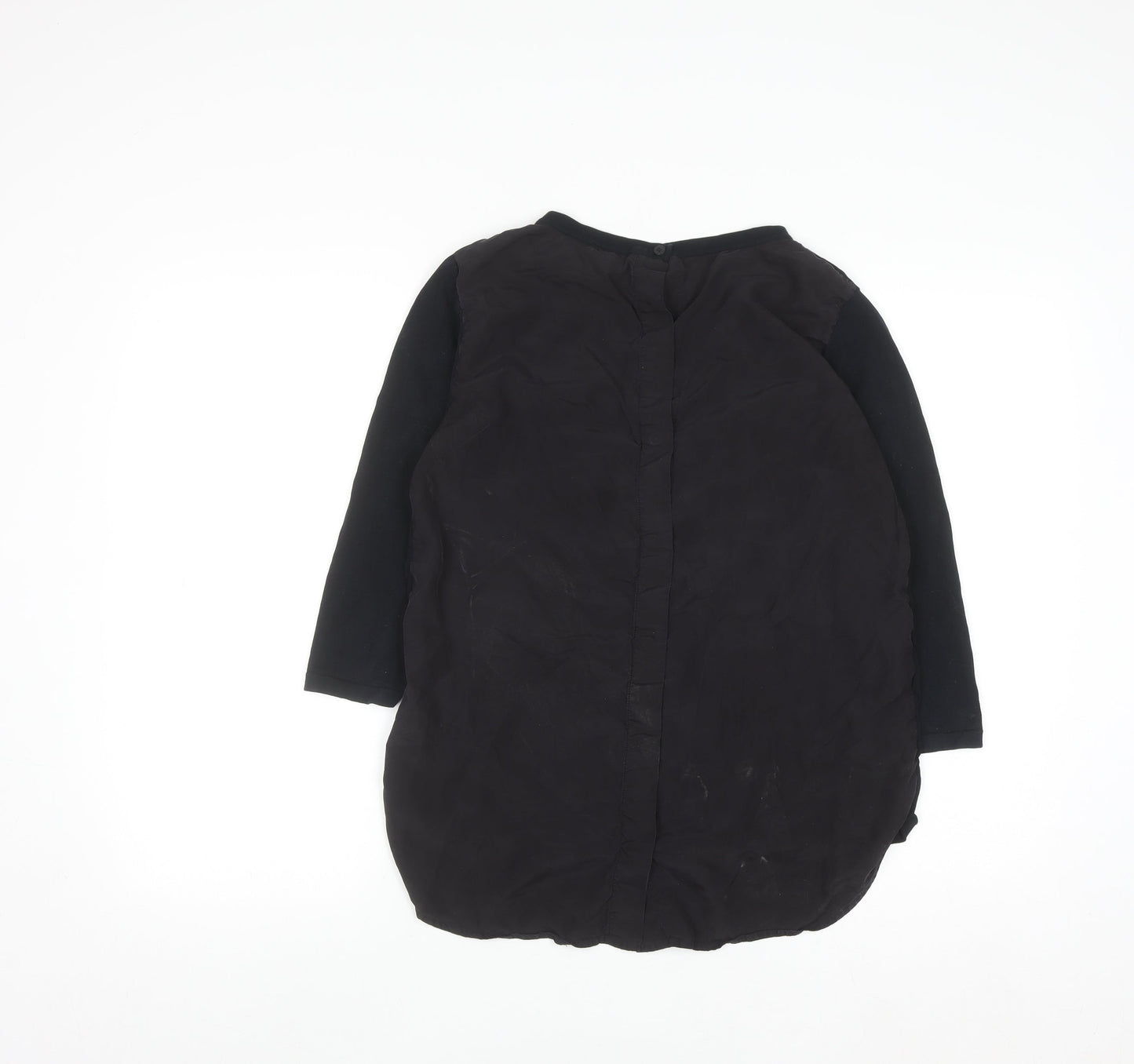 COS Women Black 3/4 Sleeve Silk Back Cotton Blouse Size S
