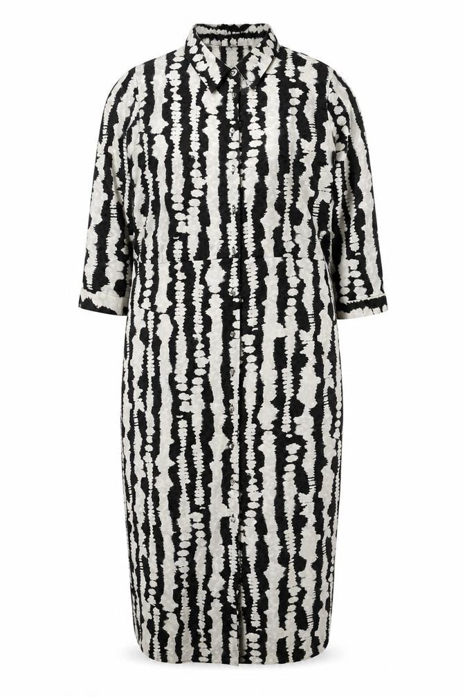 Dunnes Women’s Black Tie-Dye Collared Midi Shirt Dress Size 22