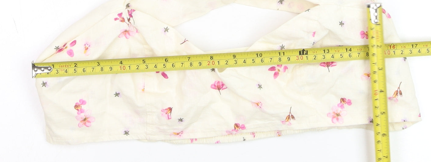 H&M Women’s Ivory Floral Linen Blend Camisole Top Size L