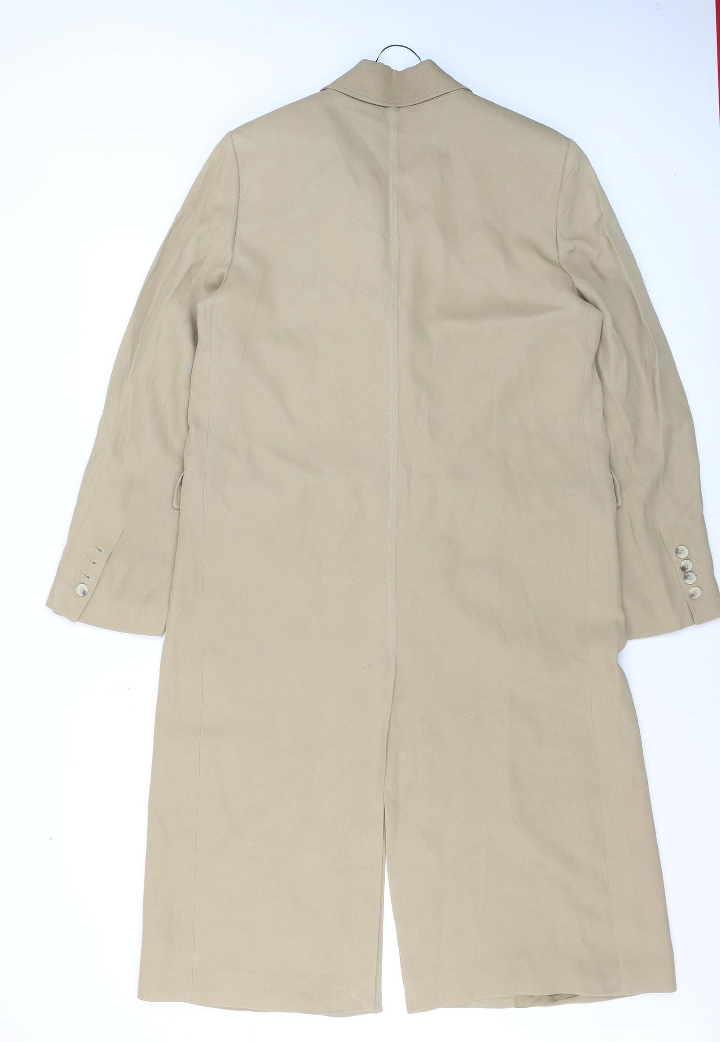 ZARA Women Beige Long Overcoat Size S Classic Business Style