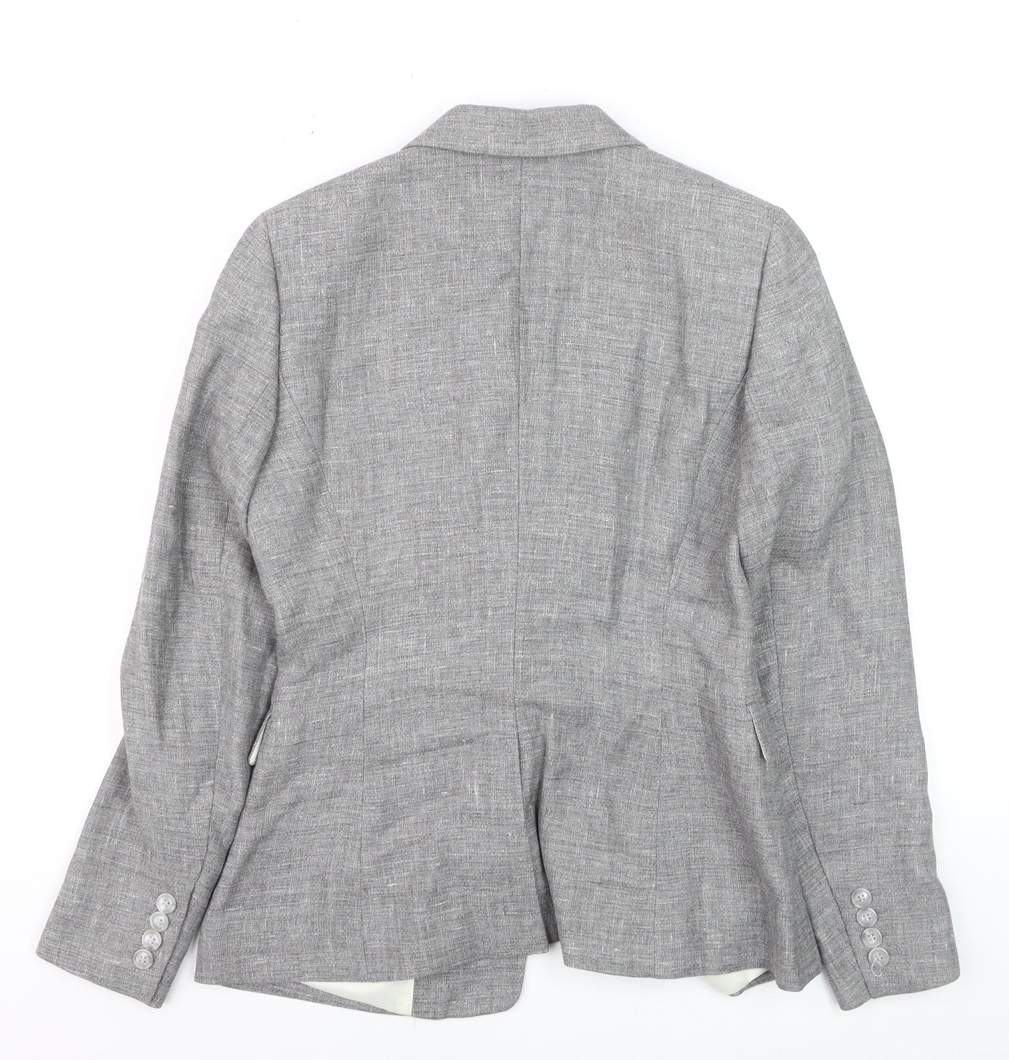 Reiss Women Grey Wool Blend Slim Fit One-Button Blazer UK 10