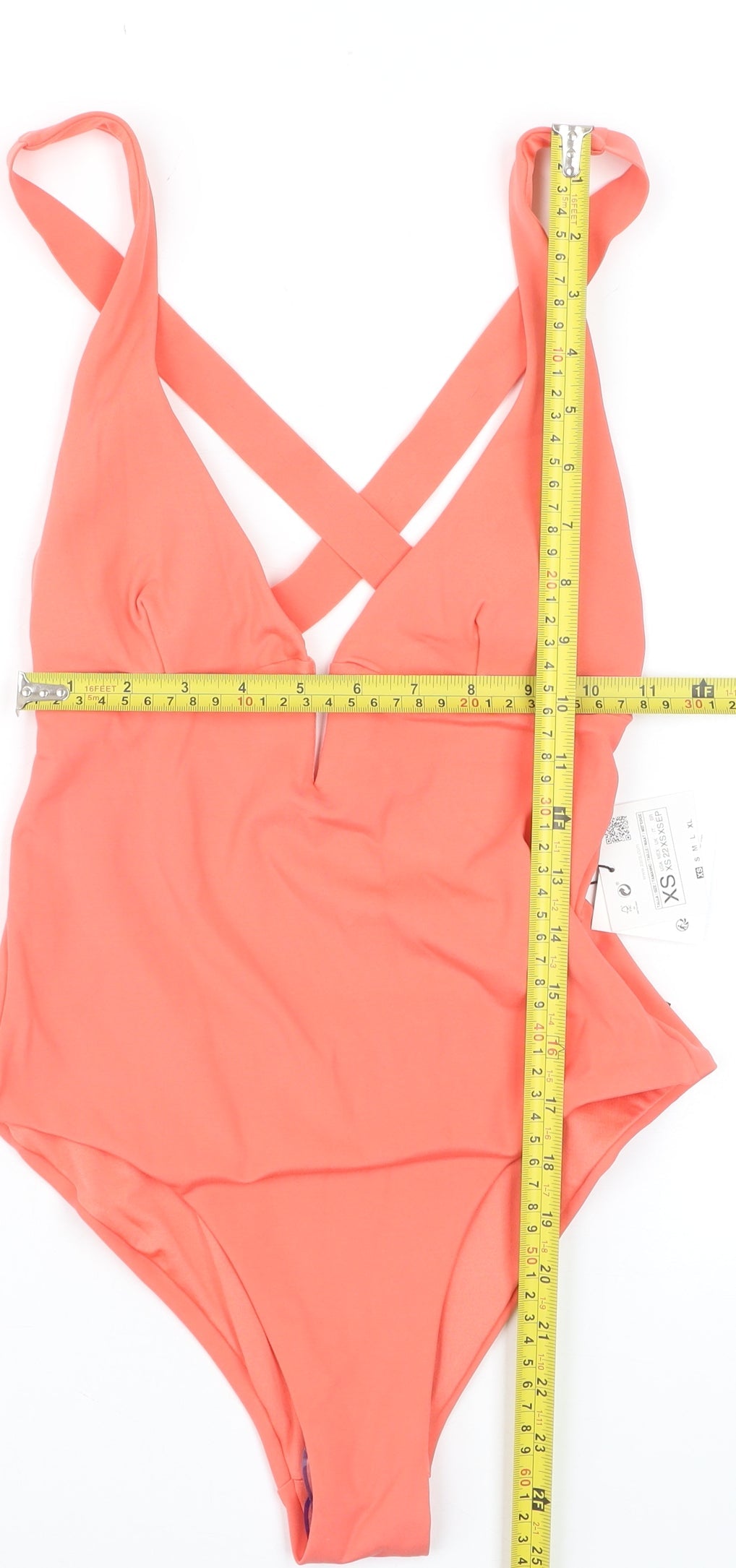 Zara Women Orange One Piece Swimsuit XS Polyamide Elastane