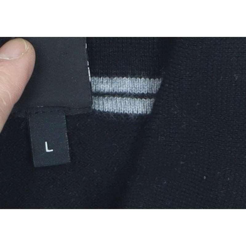 Additional view of Hugo Boss men’s black collared henley jumper, size L, regular fit
