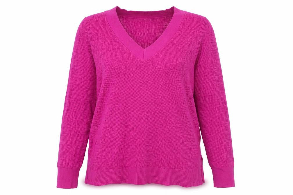 Gap Womens Pink V-Neck Long Sleeve Cotton Knit Jumper Size L