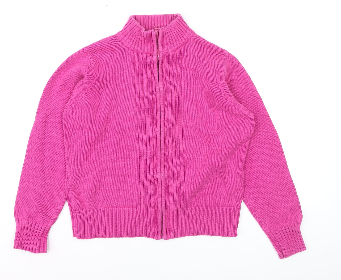 EWM Women's Pink Full Zip Cotton Mock Neck Jumper Size M