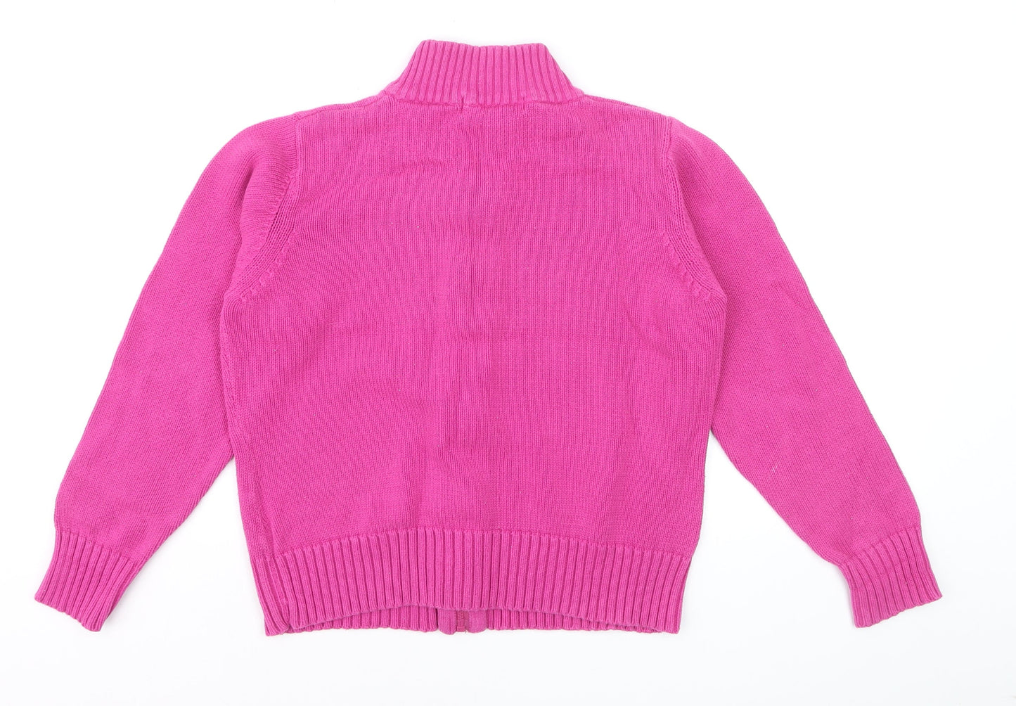 EWM Women's Pink Full Zip Cotton Mock Neck Jumper Size M