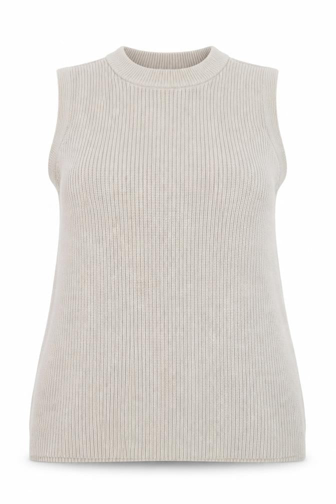 H&M Women Beige Sleeveless Chunky Knit Vest Jumper Size 14