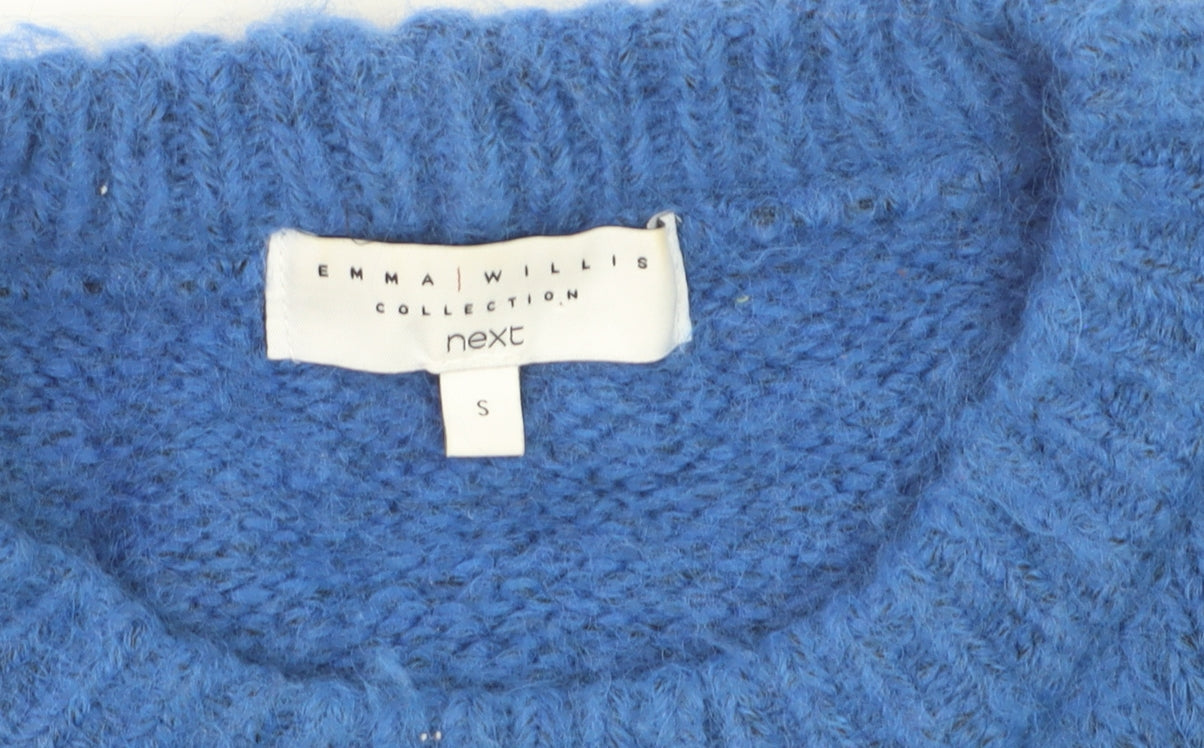 Next Emma Willis Women Blue Alpaca Wool Blend Chunky Knit Jumper S