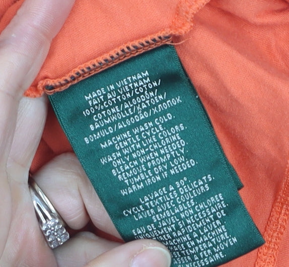 Ralph Lauren Women’s Orange Ruffle Long Sleeve Cotton Blouse Size S
