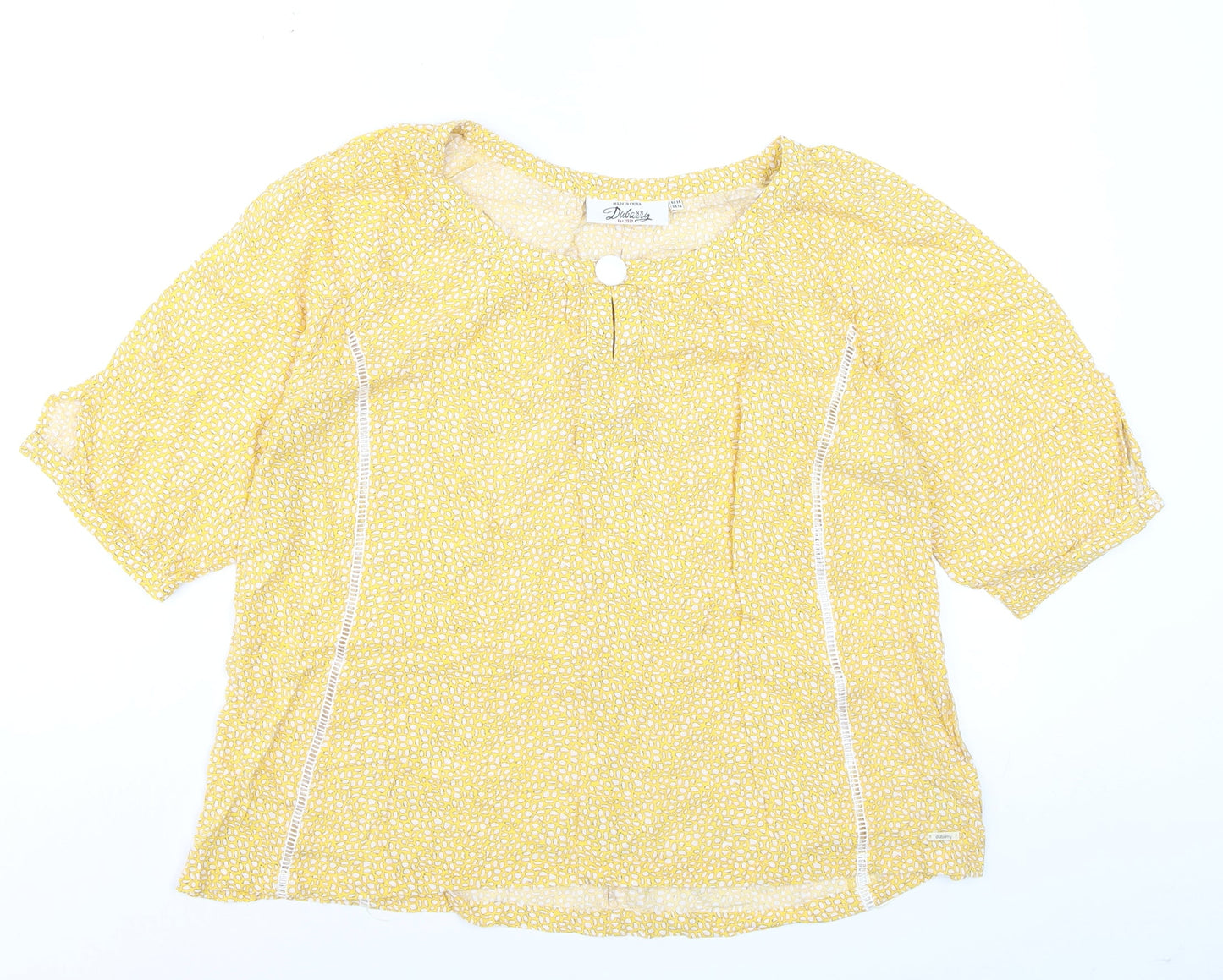 Dubarry Women’s Yellow Geometric Rayon Tunic Blouse UK 10