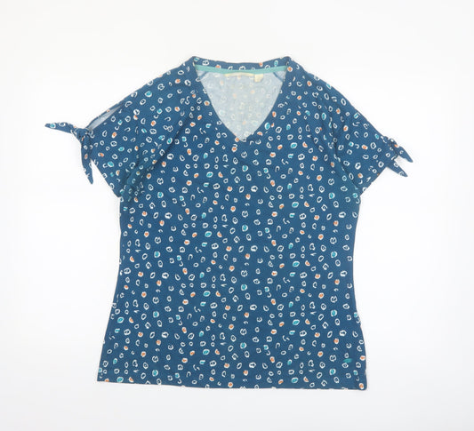 Trespass Womens Blue Patterned Short Sleeve V-Neck Cotton T-Shirt Size 12